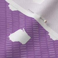 Wisconsin State Shape Pattern Purple and White Stripes