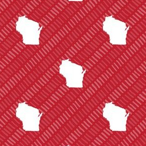 Wisconsin State Shape Pattern Red and White Stripes