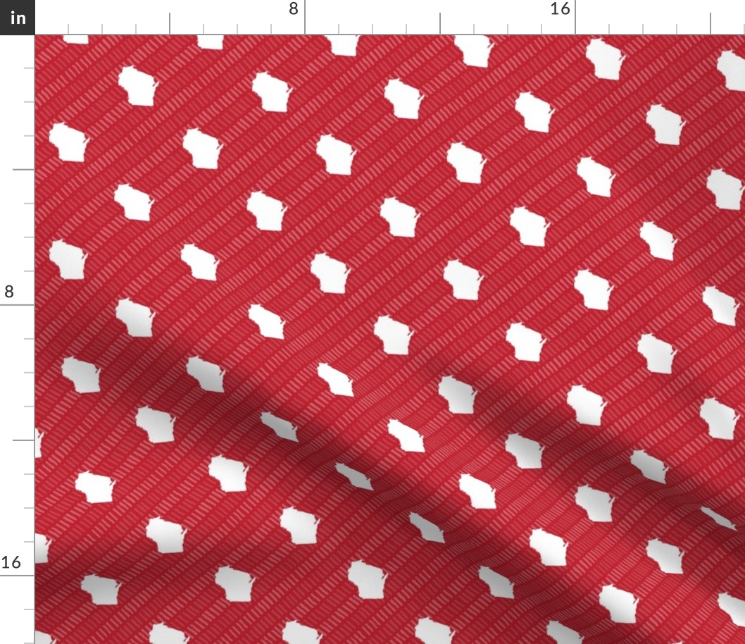 Wisconsin State Shape Pattern Red and White Stripes