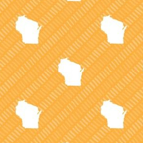 Wisconsin State Shape Pattern Yellow Gold and White Stripes