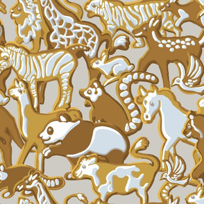 Gingerbread Animal Parade | Light Silver Gray