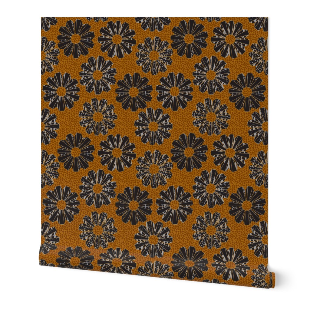 art deco floral on shagreen 4 color-gilded