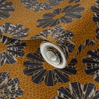 art deco floral on shagreen 4 color-gilded