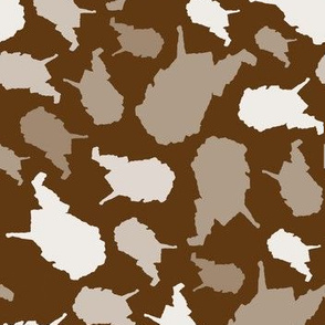West Virginia State Outline Brown and White 
