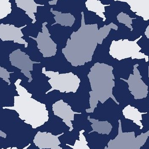 West Virginia State Outline Dark Blue and White 