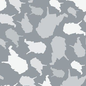 West Virginia State Outline Grey and White 