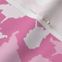 West Virginia State Outline Pink and White 