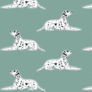 resting dalmatians on robins eggs blue - 8" square