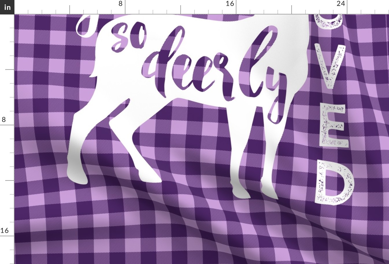 (27"x36" panel) you are so deerly loved panel - purple plaid C19BS