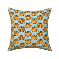 Pumpkins on blue - small scale