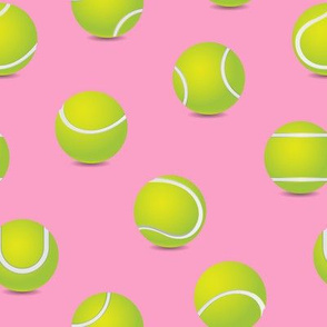 FS Tossed Tennis Balls on Flamingo Pink