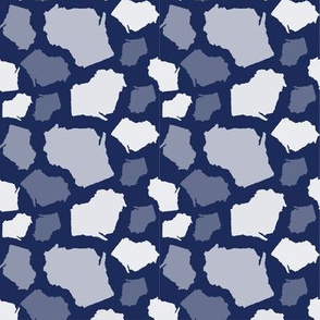 Wisconsin State Shape Pattern Dark Blue and White
