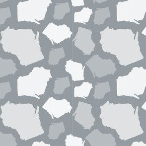 Wisconsin State Shape Pattern Grey and White