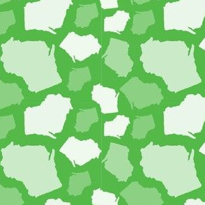 Wisconsin State Shape Pattern Lime Green and White