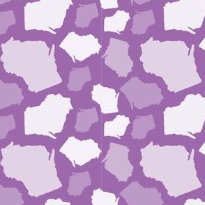 Wisconsin State Shape Pattern Purple and White