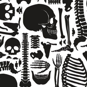 Halloween Skeleton Pattern Black and White-01
