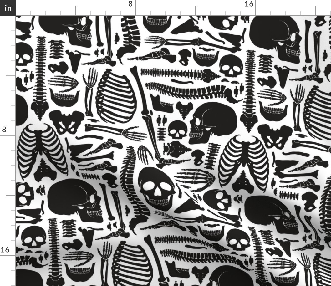Halloween Skeleton Pattern Black and White-01