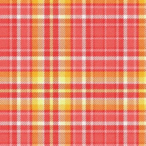 Fiery Plaid in Coral Pinks and Golds