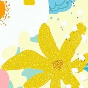 SPRING FLORAL pale yellow jumbo