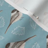 Chickadees and Frosted Leaves (small scale)