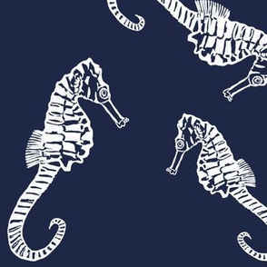 Seahorses on Navy 