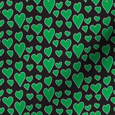 Pride Hearts - Green on Black