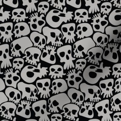 Halloween Skulls Cartoon Grey and Black-01-01