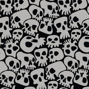 Halloween Skulls Cartoon Grey and Black-01-01