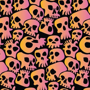 Halloween Skulls Cartoon Orange and Black-01