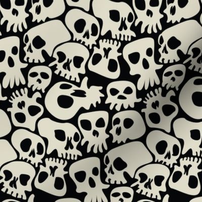 Halloween Skulls Cartoon White and Black-01