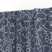 flowering vine light navy large