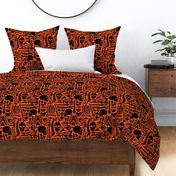 Halloween Skeleton Pattern Black and Orange-01