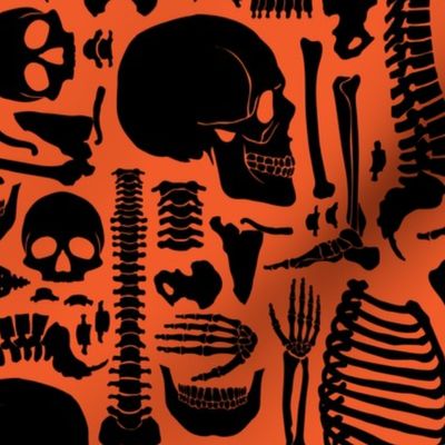 Halloween Skeleton Pattern Black and Orange-01
