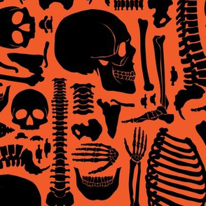 Halloween Skeleton Pattern Black and Orange-01