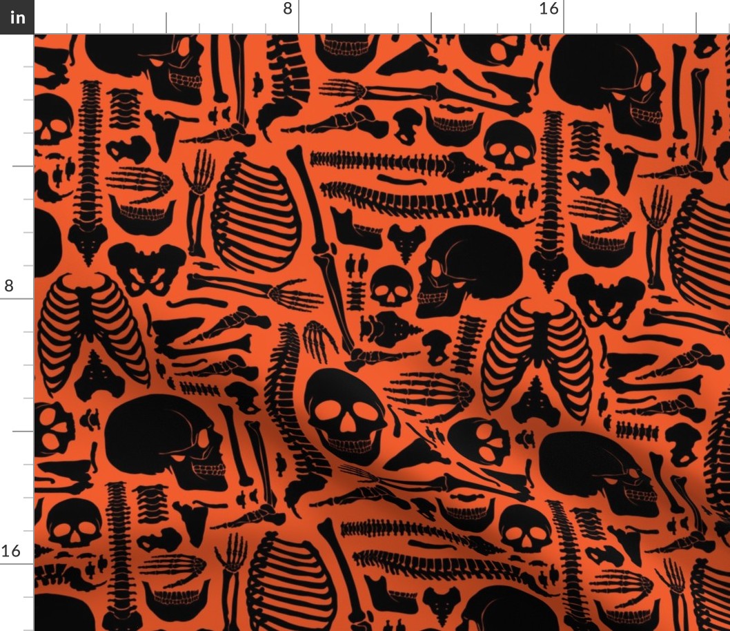 Halloween Skeleton Pattern Black and Orange-01