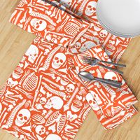 Halloween Skeleton Pattern Orange and White-01-01