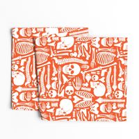 Halloween Skeleton Pattern Orange and White-01-01