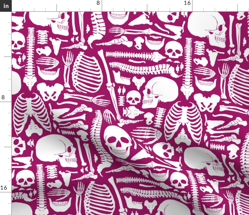 Halloween Skeleton Pattern Pink and White-01