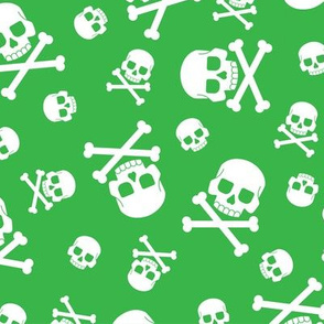 Halloween Skulls and Crossbones-Green-01