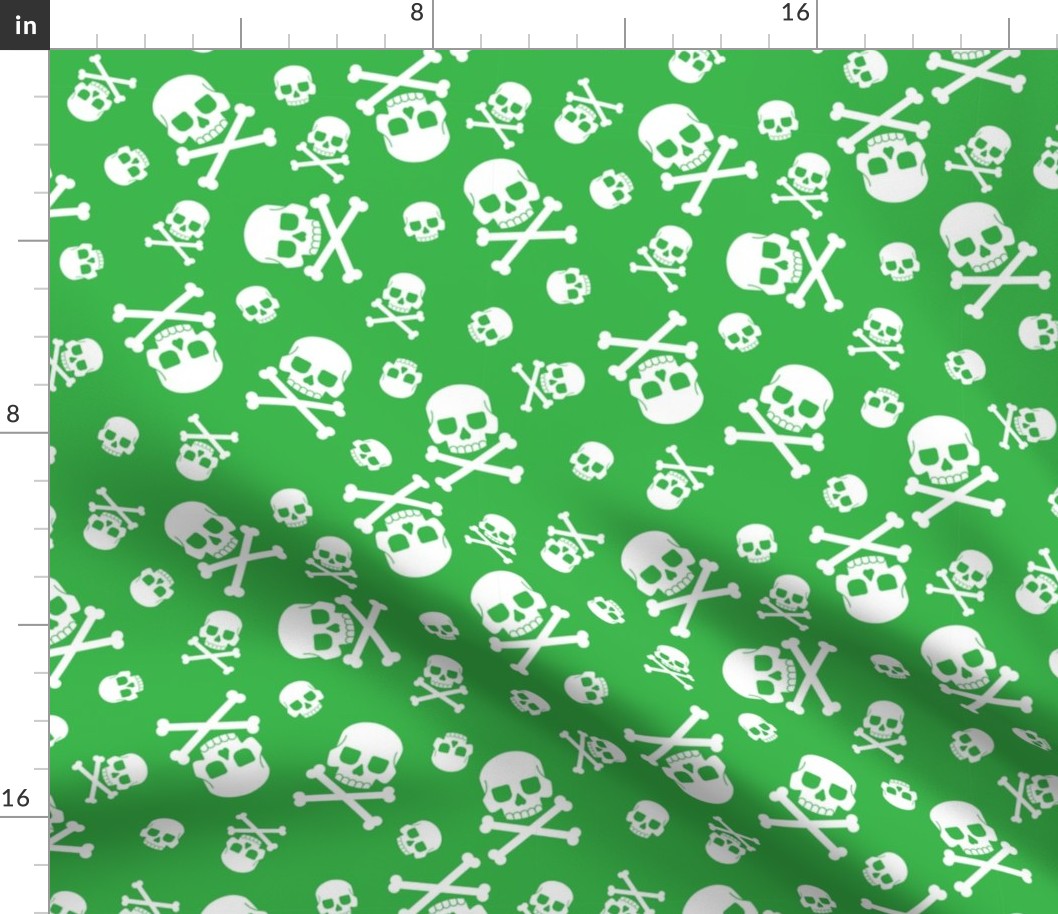 Halloween Skulls and Crossbones-Green-01
