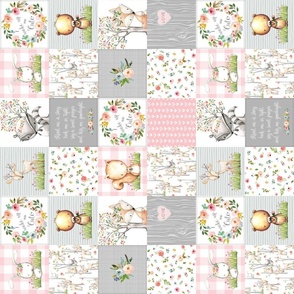 3" Baby Girl Woodland Animals Nursery Quilt – I Woke Up this Cute Blanket Bedding (pink gray) GL-PG9, rotated