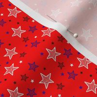 Red White and Blue Stars on Red Tiny / Patriotic Americana Fourth of July