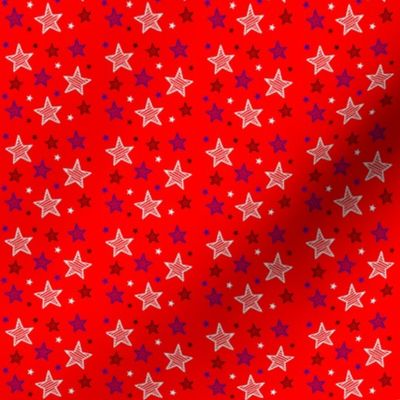 Red White and Blue Stars on Red Tiny / Patriotic Americana Fourth of July