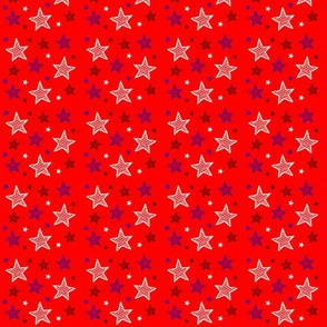 Red White and Blue Stars on Red Tiny / Patriotic Americana Fourth of July