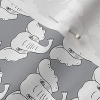 white elephant faces on grey