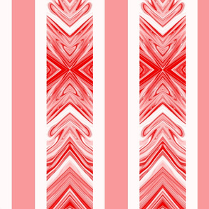 Large - Coral  and White Arrowhead Stripes