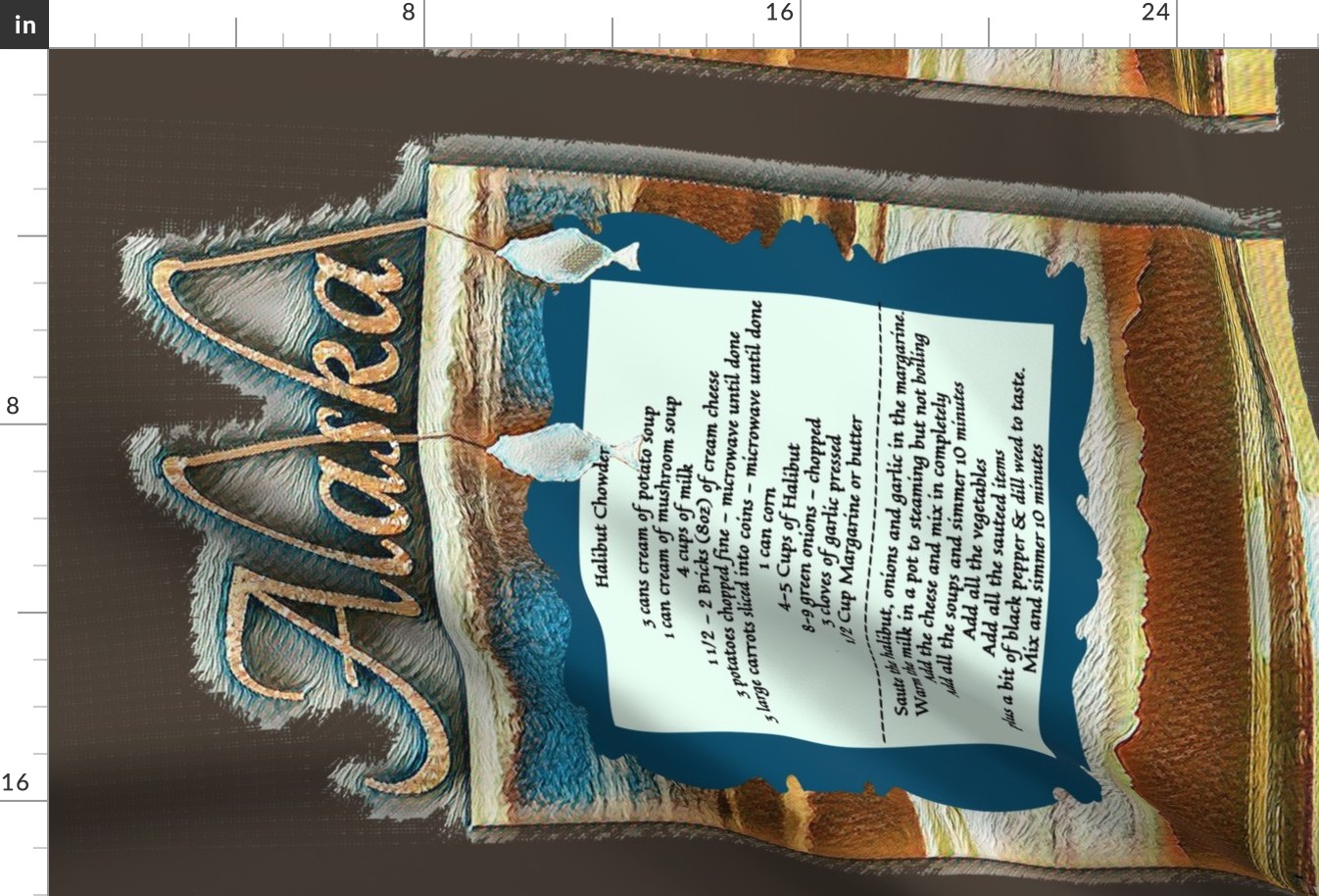 Alaska Hometown Halibut Recipe Tea Towel