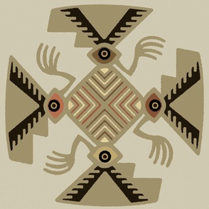 Peruvian Inca Pajaro - Ivory Tan - Wallpaper scale