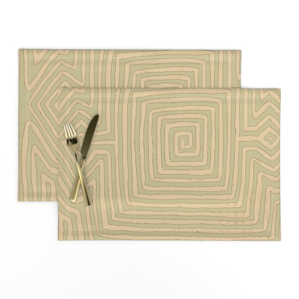 Panama Kuna Indian Tribal - Straw Olive - Wallpaper