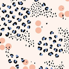Spring summer panther print leopard spots and dots minimal abstract Scandinavian style pattern blue peach